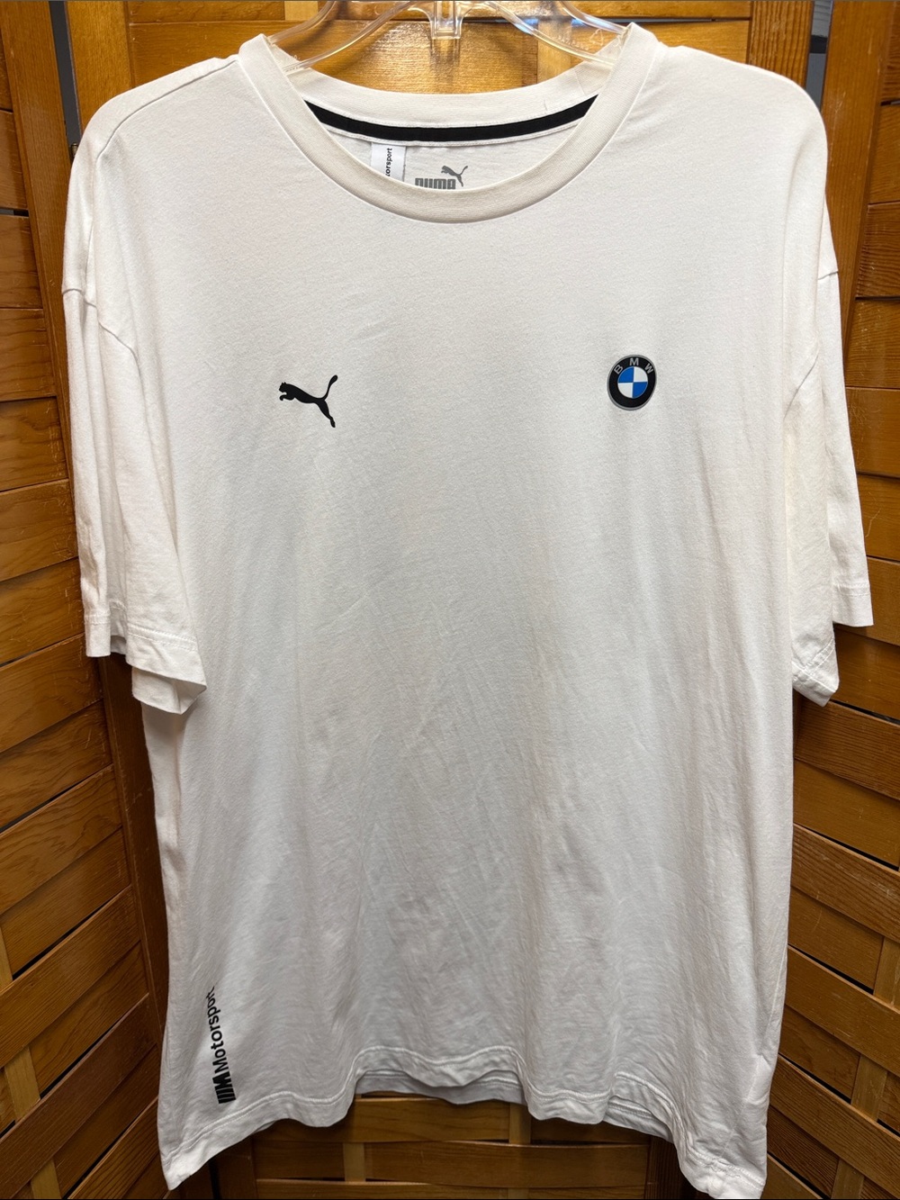 Puma Vintage Men’s White Short-Sleeve BMW Motorsport Logo T-Shirt Size L